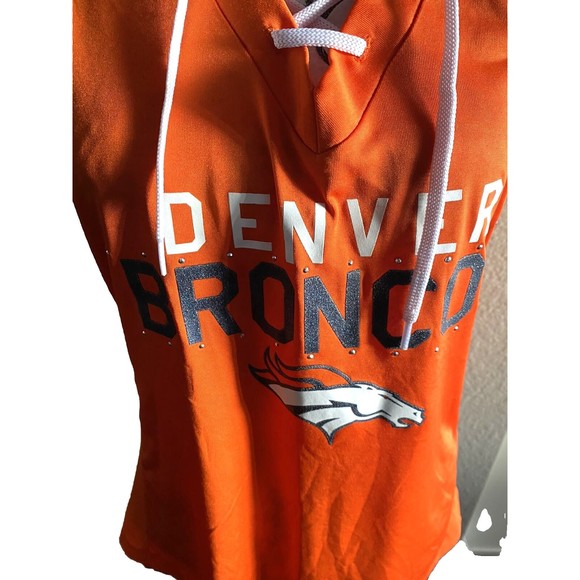 Denver Broncos L Ladies Top Large Rhinestone Plus Funny Hat Visor Jersey Shirt - Picture 2 of 14